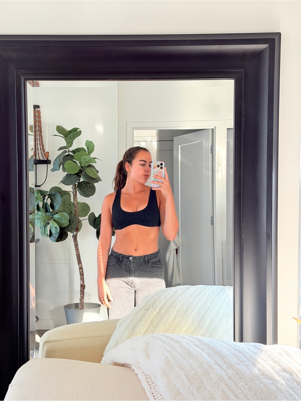 Scoop Neck Black Bralette Top